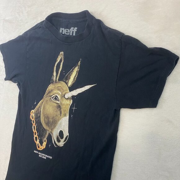 Neff Skater Graphic T Shirt Streetwear Black T Shirt Logo Size Small - Picture 2 of 7